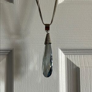 Silver and Blue Pendant Necklace 30” Chain